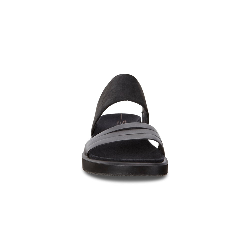 Womens Sandals - ECCO Flowt W Flat - Black - 8546MFAQD
